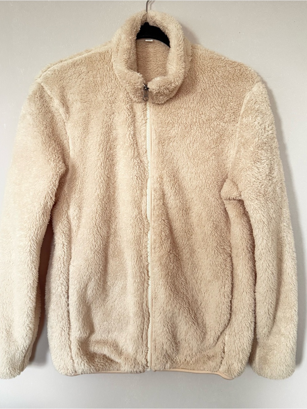 Uniqlo Men's Plush Sherpa Bomber zip up Jacket in Cream XS